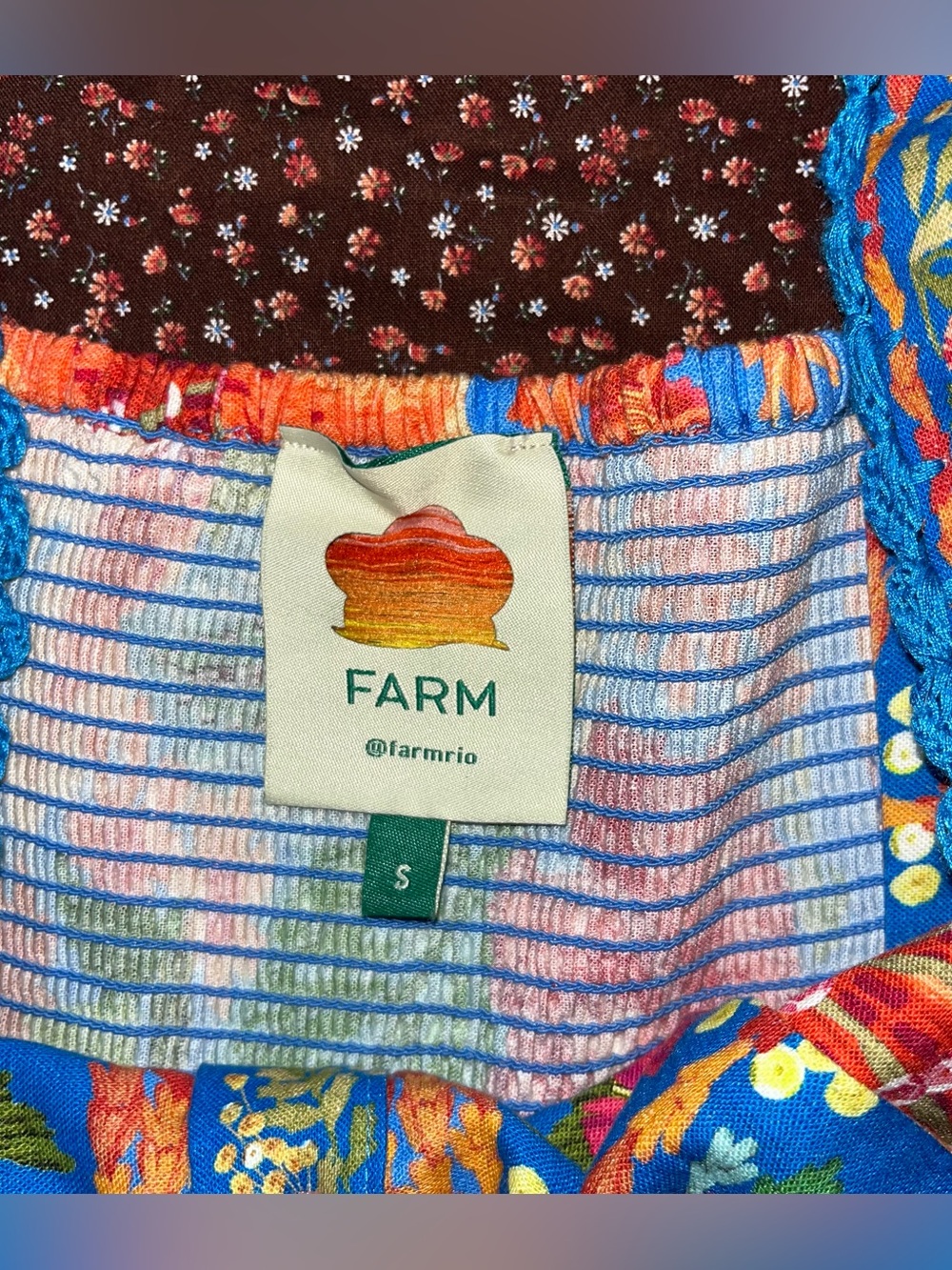 FARM Rio Blue Floral Sleeveless Romper with Tie Waist - Picture 2 of 6